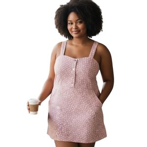 NWT Pink Floral Dress Women 3x Pockets Snap Front with Exposed Zip Back